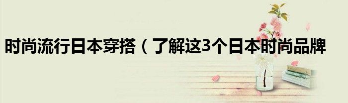 时尚流行日本穿搭（了解这3个日本时尚品牌