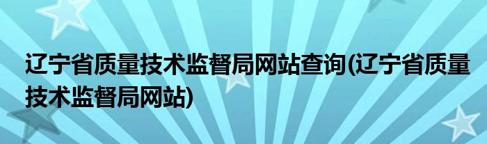 辽宁省质量技术监督局网站查询(辽宁省质量技术监督局网站)