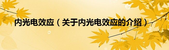 内光电效应（关于内光电效应的介绍）