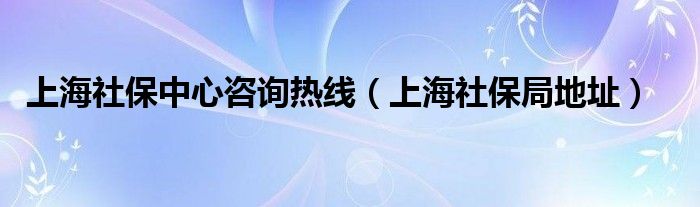 上海社保中心咨询热线（上海社保局地址）