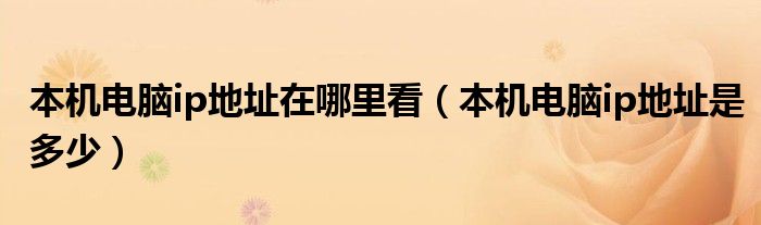 本机电脑ip地址在哪里看（本机电脑ip地址是多少）