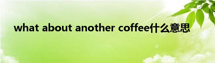 what about another coffee什么意思