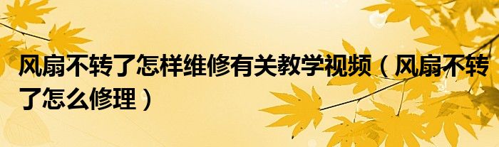 风扇不转了怎样维修有关教学视频（风扇不转了怎么修理）