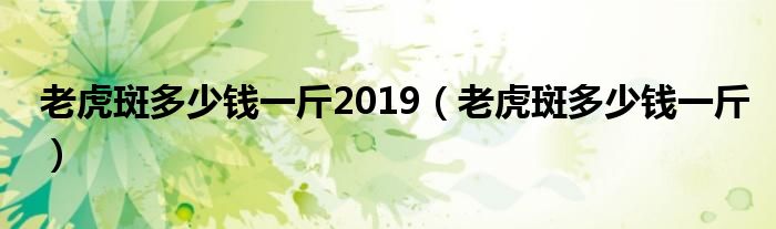 老虎斑多少钱一斤2019（老虎斑多少钱一斤）