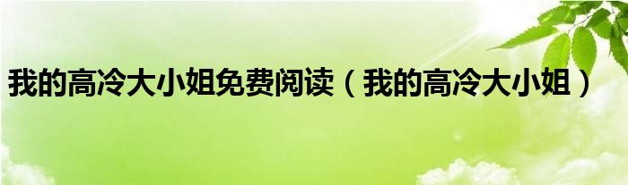 我的高冷大小姐免费阅读（我的高冷大小姐）