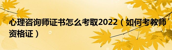 心理咨询师证书怎么考取2022（如何考教师资格证）