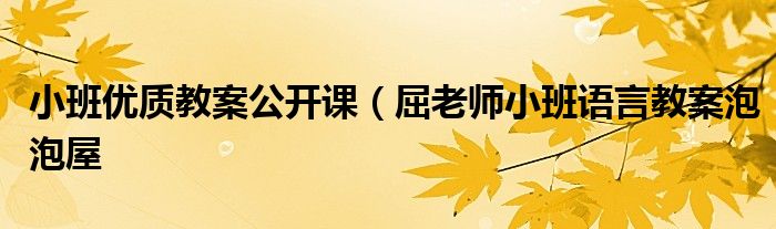 小班优质教案公开课（屈老师小班语言教案泡泡屋