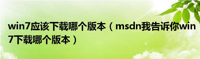 win7应该下载哪个版本（msdn我告诉你win7下载哪个版本）