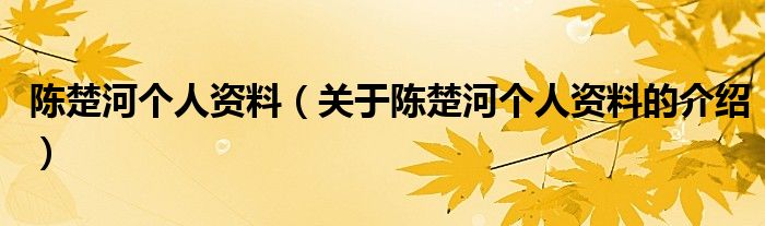 陈楚河个人资料（关于陈楚河个人资料的介绍）