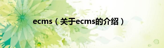 ecms（关于ecms的介绍）