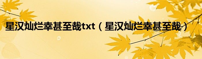 星汉灿烂幸甚至哉txt（星汉灿烂幸甚至哉）