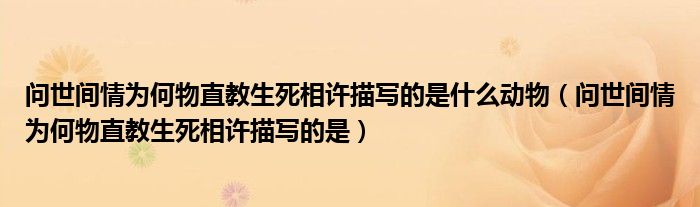 问世间情为何物直教生死相许描写的是什么动物（问世间情为何物直教生死相许描写的是）