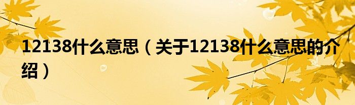 12138什么意思（关于12138什么意思的介绍）