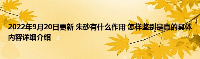 2022年9月20日更新 朱砂有什么作用 怎样鉴别是真的具体内容详细介绍