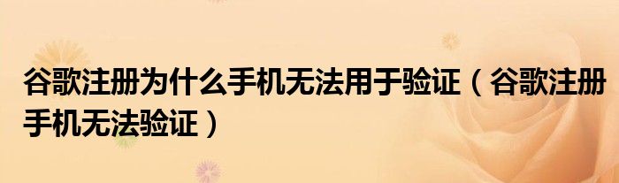 谷歌注册为什么手机无法用于验证（谷歌注册手机无法验证）