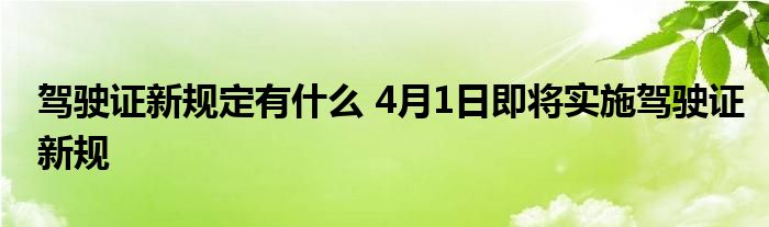 驾驶证新规定有什么 4月1日即将实施驾驶证新规