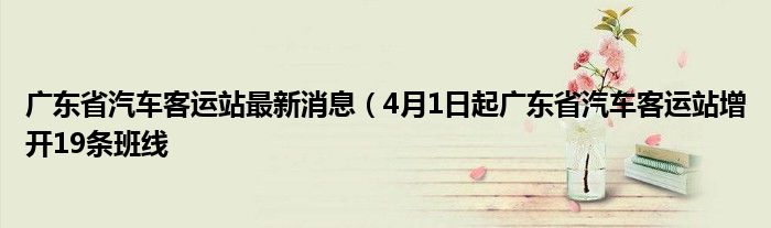 广东省汽车客运站最新消息（4月1日起广东省汽车客运站增开19条班线