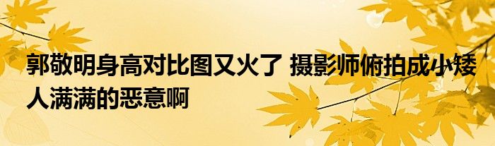 郭敬明身高对比图又火了 摄影师俯拍成小矮人满满的恶意啊