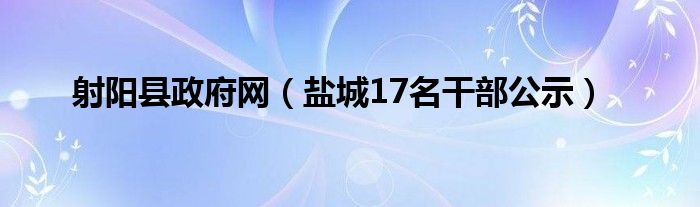 射阳县政府网（盐城17名干部公示）