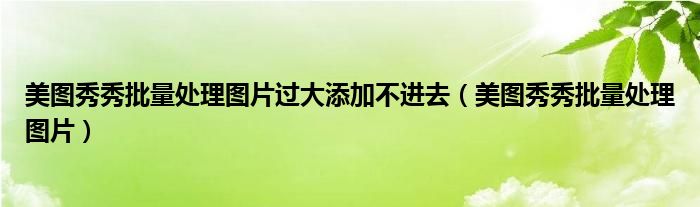 美图秀秀批量处理图片过大添加不进去（美图秀秀批量处理图片）