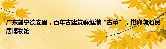 广东普宁德安里，百年古建筑群堆满“古董”，堪称潮汕民居博物馆