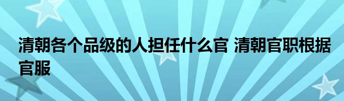 清朝各个品级的人担任什么官 清朝官职根据官服