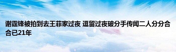 谢霆锋被拍到去王菲家过夜 逗留过夜破分手传闻二人分分合合已21年