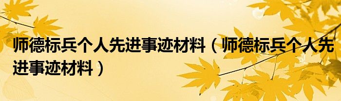 师德标兵个人先进事迹材料（师德标兵个人先进事迹材料）