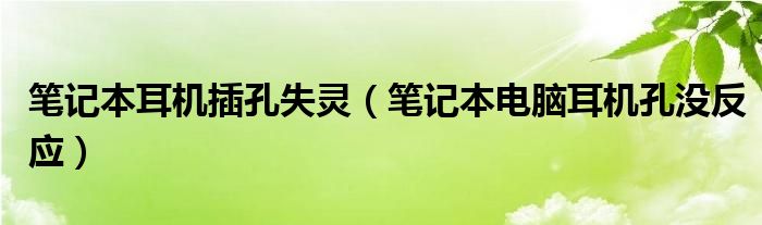 笔记本耳机插孔失灵（笔记本电脑耳机孔没反应）