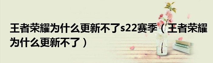 王者荣耀为什么更新不了s22赛季（王者荣耀为什么更新不了）