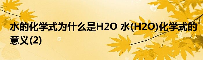 水的化学式为什么是H2O 水(H2O)化学式的意义(2)