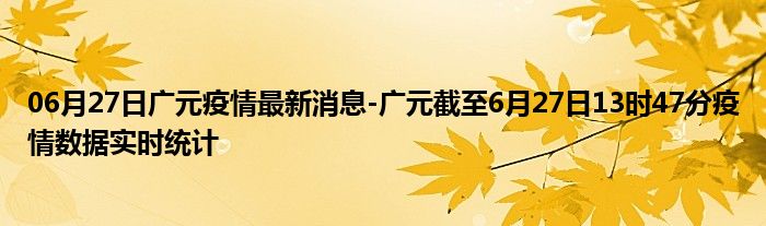 06月27日广元疫情最新消息-广元截至6月27日13时47分疫情数据实时统计
