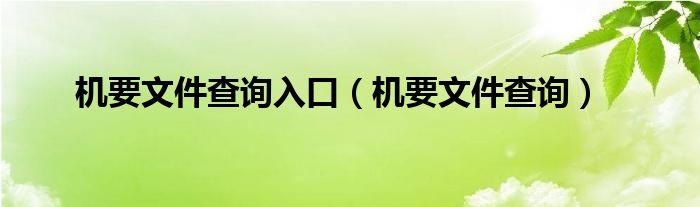 机要文件查询入口（机要文件查询）