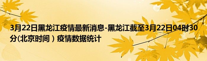 3月22日黑龙江疫情最新消息-黑龙江截至3月22日04时30分(北京时间）疫情数据统计