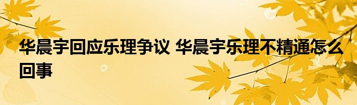 华晨宇回应乐理争议 华晨宇乐理不精通怎么回事