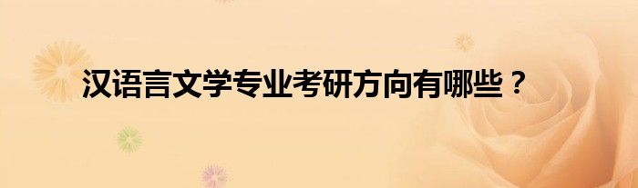 汉语言文学专业考研方向有哪些？