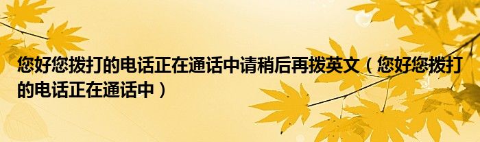 您好您拨打的电话正在通话中请稍后再拨英文（您好您拨打的电话正在通话中）