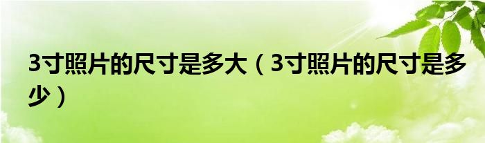 3寸照片的尺寸是多大（3寸照片的尺寸是多少）