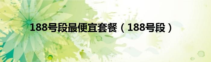 188号段最便宜套餐（188号段）