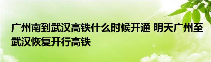 广州南到武汉高铁什么时候开通 明天广州至武汉恢复开行高铁