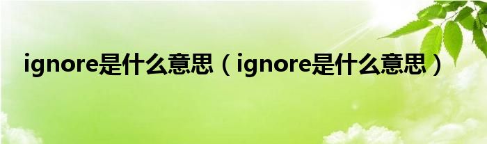 ignore是什么意思（ignore是什么意思）