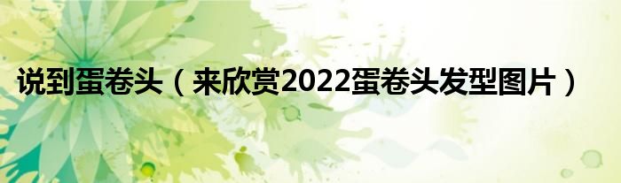 说到蛋卷头（来欣赏2022蛋卷头发型图片）