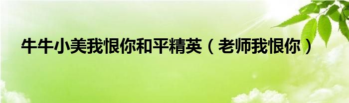 牛牛小美我恨你和平精英（老师我恨你）