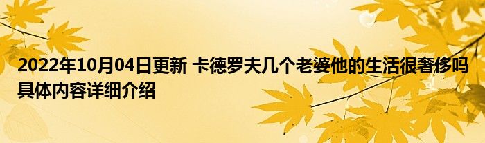 2022年10月04日更新 卡德罗夫几个老婆他的生活很奢侈吗具体内容详细介绍