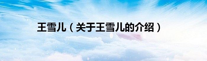 王雪儿（关于王雪儿的介绍）