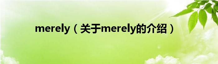 merely（关于merely的介绍）