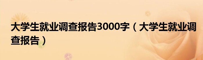 大学生就业调查报告3000字（大学生就业调查报告）