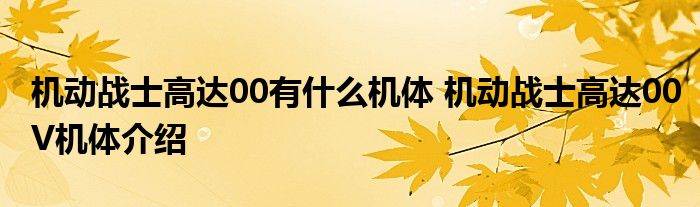 机动战士高达00有什么机体 机动战士高达00V机体介绍