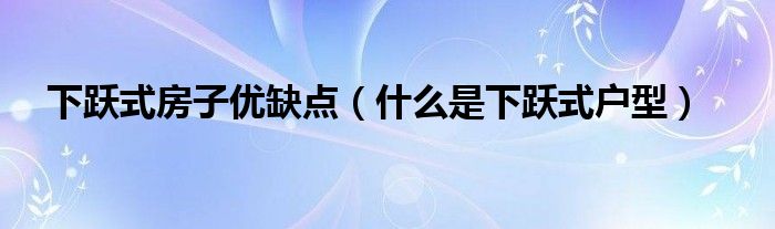 下跃式房子优缺点（什么是下跃式户型）