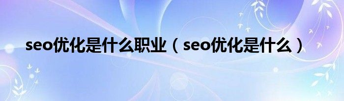 seo优化是什么职业（seo优化是什么）